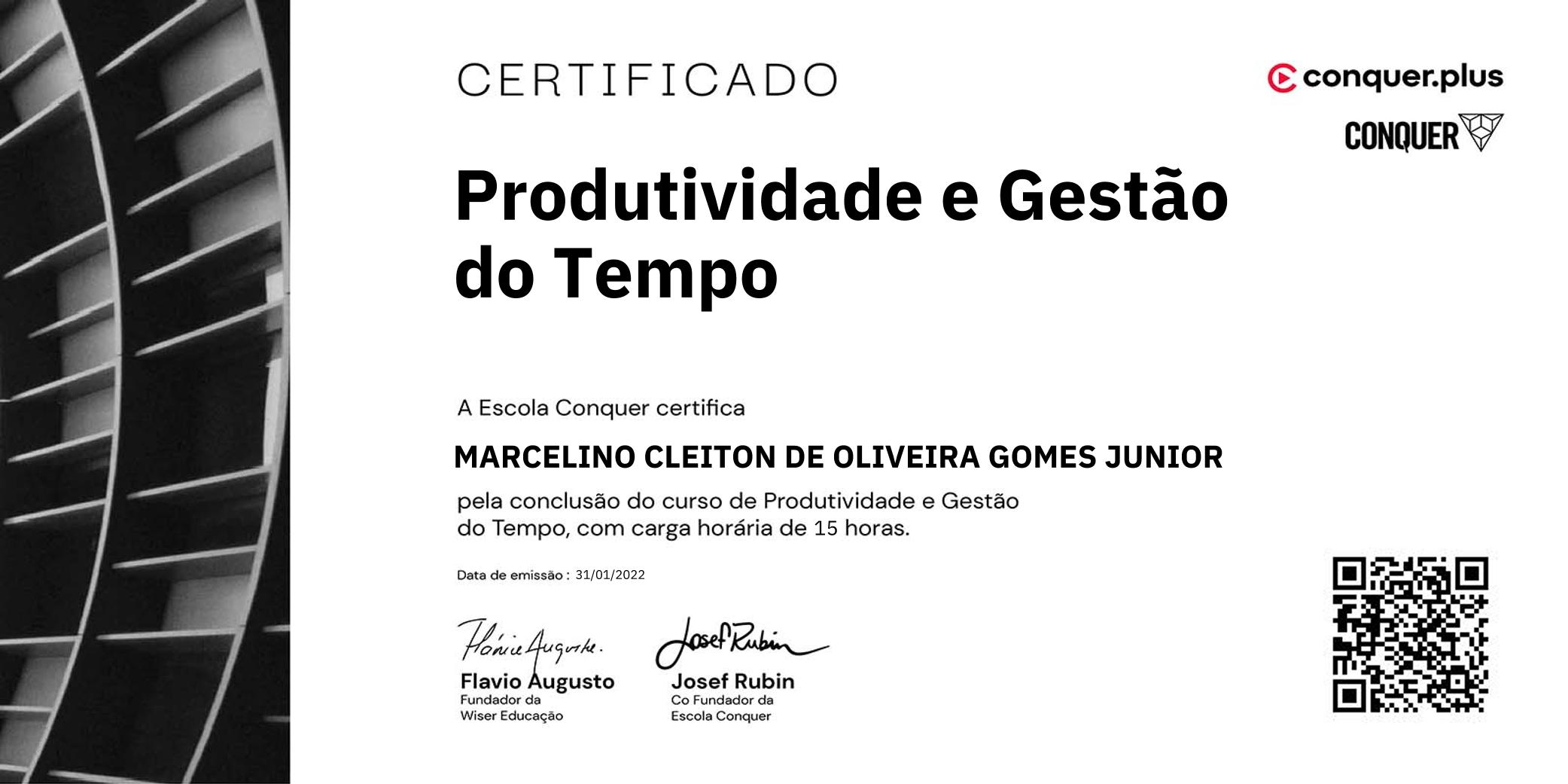 Certificado de Produtividade e Gestão do Tempo